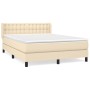 Cama box spring con colchón tela color crema 140x200 cm de , Camas y somieres - Ref: Foro24-3130038, Precio: 456,75 €, Descue...
