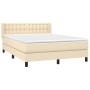 Cama box spring con colchón tela color crema 140x200 cm de , Camas y somieres - Ref: Foro24-3130038, Precio: 456,75 €, Descue...