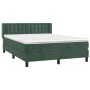 Cama box spring con colchón terciopelo verde oscuro 140x190 cm de , Camas y somieres - Ref: Foro24-3131198, Precio: 464,60 €,...
