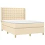 Box spring bed with cream fabric mattress 140x200 cm by , Beds and slatted bases - Ref: Foro24-3132318, Price: 524,09 €, Disc...