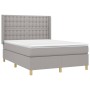 Cama box spring con colchón tela gris claro 140x200 cm de , Camas y somieres - Ref: Foro24-3132313, Precio: 515,38 €, Descuen...