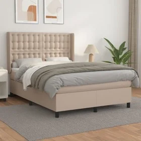Cama box spring con colchón cuero sintético capuchino 140x200cm de , Camas y somieres - Ref: Foro24-3132506, Precio: 514,13 €...
