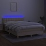 Cama box spring colchón y luces LED tela crema 140x190 cm de , Camas y somieres - Ref: Foro24-3134034, Precio: 418,18 €, Desc...