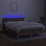 Cama box spring con colchón LED tela gris taupe 140x200 cm de , Camas y somieres - Ref: Foro24-3134041, Precio: 438,72 €, Des...