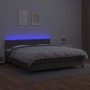 Cama box spring colchón y LED cuero sintético gris 160x200 cm de , Camas y somieres - Ref: Foro24-3134235, Precio: 508,93 €, ...