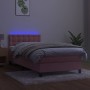 Cama box spring colchón y LED terciopelo rosa 80x200 cm de , Camas y somieres - Ref: Foro24-3134614, Precio: 277,60 €, Descue...