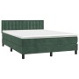 Cama box spring colchón y LED terciopelo verde oscuro 140x190cm de , Camas y somieres - Ref: Foro24-3134642, Precio: 453,54 €...