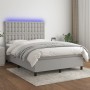 Cama box spring colchón y luces LED tela gris claro 140x190 cm de , Camas y somieres - Ref: Foro24-3135189, Precio: 520,12 €,...