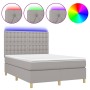 Cama box spring colchón y luces LED tela gris claro 140x200 cm de , Camas y somieres - Ref: Foro24-3135757, Precio: 506,08 €,...