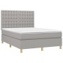 Cama box spring colchón y luces LED tela gris claro 140x200 cm de , Camas y somieres - Ref: Foro24-3135757, Precio: 506,08 €,...