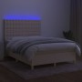 Cama box spring colchón y luces LED tela crema 140x200 cm de , Camas y somieres - Ref: Foro24-3135762, Precio: 533,80 €, Desc...