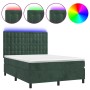 Cama box spring colchón y LED terciopelo verde oscuro 140x200cm de , Camas y somieres - Ref: Foro24-3136368, Precio: 520,42 €...