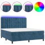 Cama box spring colchón y LED terciopelo azul oscuro 160x200 cm de , Camas y somieres - Ref: Foro24-3136375, Precio: 573,85 €...