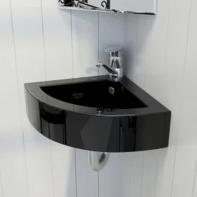 Washbasin with overflow 45x32x12.5 cm black by vidaXL, Sinks - Ref: Foro24-141924, Price: 84,35 €, Discount: %