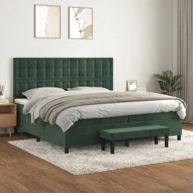 Cama box spring con colchón terciopelo verde oscuro 200x200 cm de , Camas y somieres - Ref: Foro24-3138106, Precio: 798,96 €,...