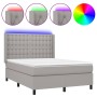 Cama box spring colchón y luces LED tela gris claro 140x200 cm de , Camas y somieres - Ref: Foro24-3138637, Precio: 505,34 €,...