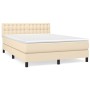 Cama box spring con colchón tela color crema 140x200 cm de , Camas y somieres - Ref: Foro24-3140382, Precio: 454,57 €, Descue...