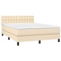 Cama box spring con colchón tela color crema 140x200 cm de , Camas y somieres - Ref: Foro24-3140382, Precio: 454,57 €, Descue...