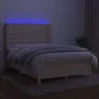 Box spring bed mattress and LED lights cream fabric 140x190 cm by , Beds and slatted bases - Ref: Foro24-3139194, Price: 501,...