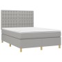 Cama box spring con colchón tela gris claro 140x190 cm de , Camas y somieres - Ref: Foro24-3142649, Precio: 509,89 €, Descuen...