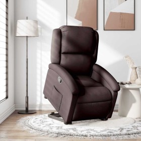 Sillón reclinable elevable tela marrón oscuro en Sillones | Comprar online en Foru.es