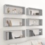 Estantes cúbicos de pared 6 uds madera gris Sonoma 60x15x23 cm de , Estantes y estanterías - Ref: Foro24-815929, Precio: 62,4...