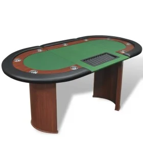 Poker table 10 players chip tray and dealer area by vidaXL, Game and poker tables - Ref: Foro24-80133, Price: 275,46 €, Disco...