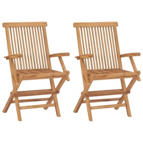 Sillas de jardín plegables 2 unidades madera maciza de teca de vidaXL, Sillas de jardín - Ref: Foro24-41999, Precio: 192,08 €...