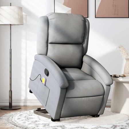 Sillón de masaje reclinable de pie de tela gris claro en Sillones | Comprar online en Foru.es