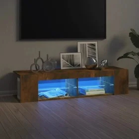Mueble de TV con luces LED roble ahumado 135x39x30 cm de , Muebles TV - Ref: Foro24-815693, Precio: 64,03 €, Descuento: %