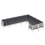 Muebles de jardín 9 pzas y cojines blanco madera de pino de , Conjuntos de jardín - Ref: Foro24-3096984, Precio: 818,57 €, De...