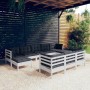 Muebles de jardín 10 pzas cojines blanco madera maciza de pino de , Conjuntos de jardín - Ref: Foro24-3097140, Precio: 828,92...