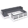 Muebles de jardín 10 pzas cojines blanco madera maciza de pino de , Conjuntos de jardín - Ref: Foro24-3097140, Precio: 828,92...
