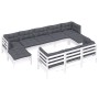Muebles de jardín 10 pzas cojines blanco madera maciza de pino de , Conjuntos de jardín - Ref: Foro24-3097140, Precio: 828,92...