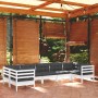 Muebles de jardín 7 pzas con cojines blanco madera de pino de , Conjuntos de jardín - Ref: Foro24-3097308, Precio: 627,29 €, ...