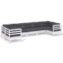 Muebles de jardín 7 pzas con cojines blanco madera de pino de , Conjuntos de jardín - Ref: Foro24-3097308, Precio: 627,29 €, ...