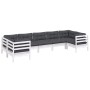 Muebles de jardín 7 pzas con cojines blanco madera de pino de , Conjuntos de jardín - Ref: Foro24-3097308, Precio: 627,29 €, ...