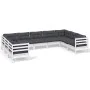 Muebles de jardín 9 pzas con cojines blanco madera de pino de , Conjuntos de jardín - Ref: Foro24-3097320, Precio: 808,29 €, ...