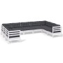 Muebles de jardín 9 pzas con cojines blanco madera de pino de , Conjuntos de jardín - Ref: Foro24-3097320, Precio: 818,57 €, ...