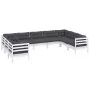 Muebles de jardín 9 pzas con cojines blanco madera de pino de , Conjuntos de jardín - Ref: Foro24-3097320, Precio: 808,29 €, ...