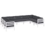 Muebles de jardín 9 pzas con cojines blanco madera de pino de , Conjuntos de jardín - Ref: Foro24-3097320, Precio: 818,57 €, ...