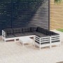 Muebles de jardín 9 pzas y cojines blanco madera de pino de , Conjuntos de jardín - Ref: Foro24-3096978, Precio: 804,32 €, De...