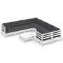 Muebles de jardín 9 pzas y cojines blanco madera de pino de , Conjuntos de jardín - Ref: Foro24-3096978, Precio: 804,32 €, De...