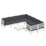 Muebles de jardín 9 pzas y cojines blanco madera de pino de , Conjuntos de jardín - Ref: Foro24-3096978, Precio: 804,32 €, De...