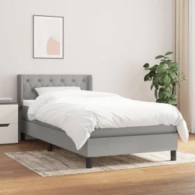 Box spring bed with light gray fabric mattress 80x200 cm by , Beds and slatted bases - Ref: Foro24-3129905, Price: 284,74 €, ...