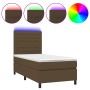 Cama box spring colchón luces LED tela marrón oscuro 100x200cm de , Camas y somieres - Ref: Foro24-3134936, Precio: 365,26 €,...
