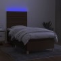 Cama box spring colchón luces LED tela marrón oscuro 100x200cm de , Camas y somieres - Ref: Foro24-3135496, Precio: 347,37 €,...