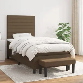 Boxspringbett mit dunkelbrauner Stoffmatratze 100x200 cm von , Betten und Lattenroste - Ref: Foro24-3136656, Preis: 394,02 €,...