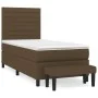 Box spring bed with dark brown fabric mattress 100x200 cm by , Beds and slatted bases - Ref: Foro24-3136656, Price: 394,02 €,...