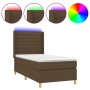 Cama box spring colchón luces LED tela marrón oscuro 100x200cm de , Camas y somieres - Ref: Foro24-3138936, Precio: 363,35 €,...